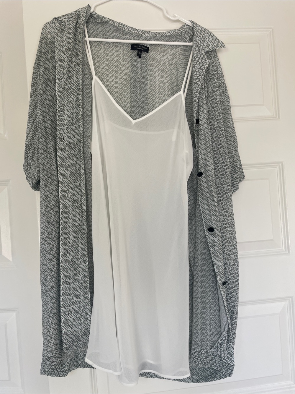 rag & bone Button-Front Shirt Dress with Slip